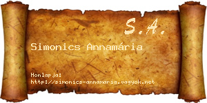 Simonics Annamária névjegykártya